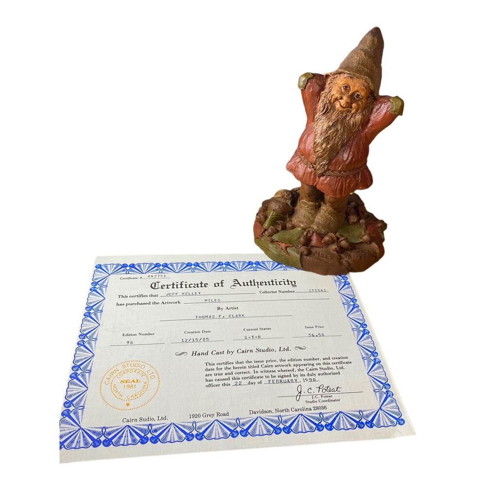 Tom Clark 1985 Gnome Miles Vintage Mold #96 w/COA and Signed Figurine